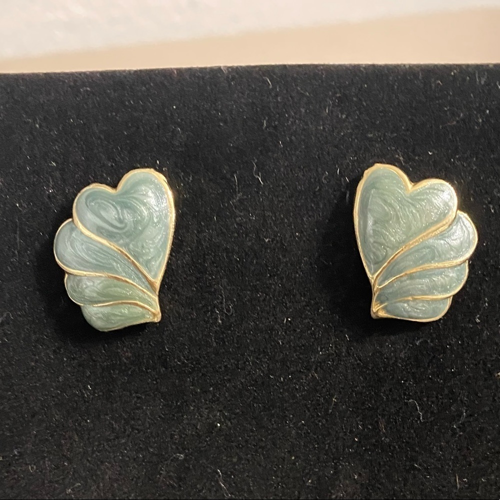 Vintage enamel gold toned earrings